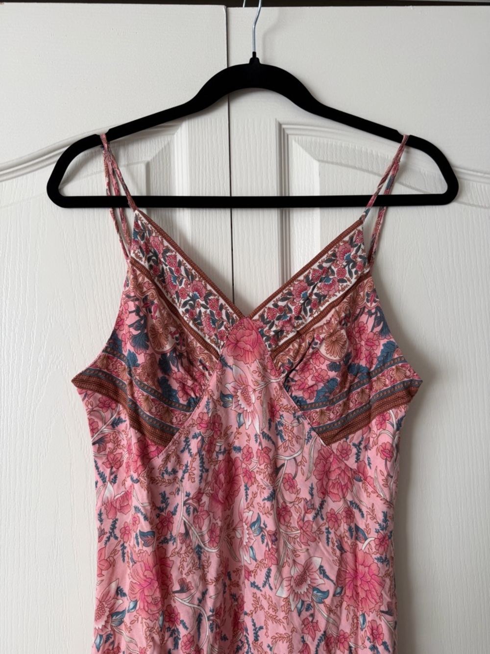 Pink Floral Boho Slip Dress - Lightweight Summer Dress - Picture 2 of 3